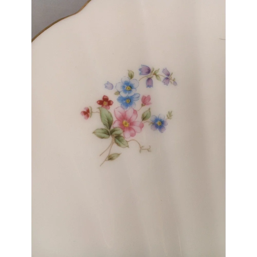 Vtg Rare Bone China Shell Shape Platter w Dip section Gold Edging  (10